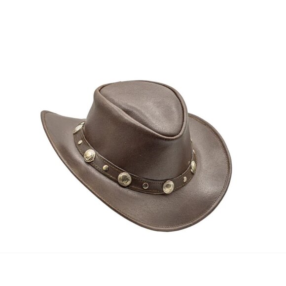 Hadzam S Unisex Water Resistant Brown Leather Buffalo Nickel Western Cowboy Hat main image 14